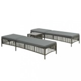 vidaXL Șezlonguri cu masă, 2 buc., gri, poliratan 44456
