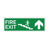Indicator evacuare Fire Exit cu săgeată &icirc;nainte și scară