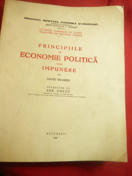 David Ricardo- Principiile de Economie Politica si de Impunere-1939-Bibl.Monet