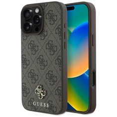 Husa pentru iPhone 16 Pro - Guess 4G Small and Classic Logo MagSafe (GUHMP16LP4SM4MW) - Brown