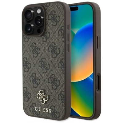 Husa pentru iPhone 16 Pro - Guess 4G Small and Classic Logo MagSafe (GUHMP16LP4SM4MW) - Brown foto