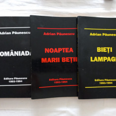 ADRIAN PAUNESCU- TRILOGIA CARUNTA, 3 VOLUME, CU DEDICATIE SI AUTOGRAF, 1993-1994