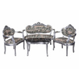 Set baroc din lemn masiv argintiu cu tapiterie colorata CAT499E60, Sufragerii si mobilier salon