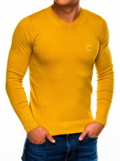 Bluza pentru barbati din bumbac galben casual slim fit E74 foto