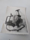 Felicitare veche romaneasca tip fotografie de Anul Nou, lampa de minerit, hornar, Necirculata