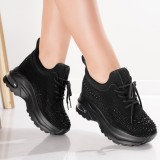 Cumpara ieftin Sneakers dama cu Platforma Negri din Piele Ecologica Intoarsa Molana, 37