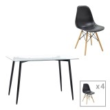 Cumpara ieftin Set dining Quana-Julita, Pako World, 5 piese, Negru, 120x70x75 cm