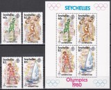 Seychelles 1980 - Jocurile Olimpice - Moscova, Serie + Bloc, MNH, Nestampilat