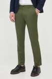 Sisley pantaloni barbati, culoarea verde, drept