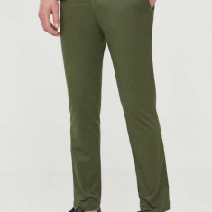 Sisley pantaloni barbati, culoarea verde, drept