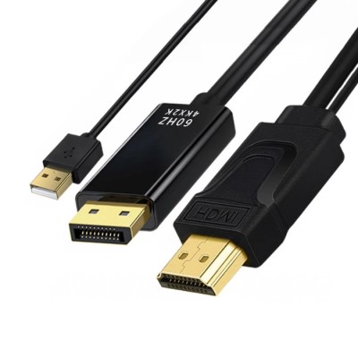 Cablu Adaptor HDMI la DisplayPort Active, suporta rezolutie 2k FHD si 4k UHD + alimentare USB 5v, convertor unidirectional hdmi dp foto