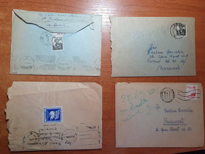 lot 10 - 4 plicuri circulate prin posta -in toate sunt si scrisori-anii &#039;50 -&#039;60