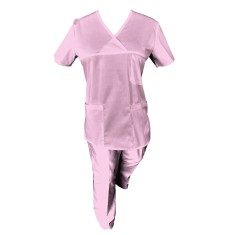 Costum Medical Pe Stil, Roz cu Elastan, Model Classic - 4XL, L