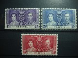 ST.LUCIA 1937 SERIE INCORONAREA GEORGE VI MH, Nestampilat