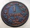 F.128 AUSTRIA 1 KREUZER 1860 B XF/AUNC, Europa, Cupru (arama)