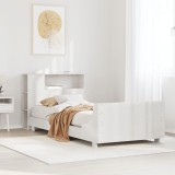 VidaXL Cadru de pat fără saltea, alb, 90x200 cm, lemn masiv pin