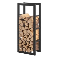 Suport lemne de foc Taby 40 x 25 x 100 cm otel negru [en.casa] HausGarden Leisure