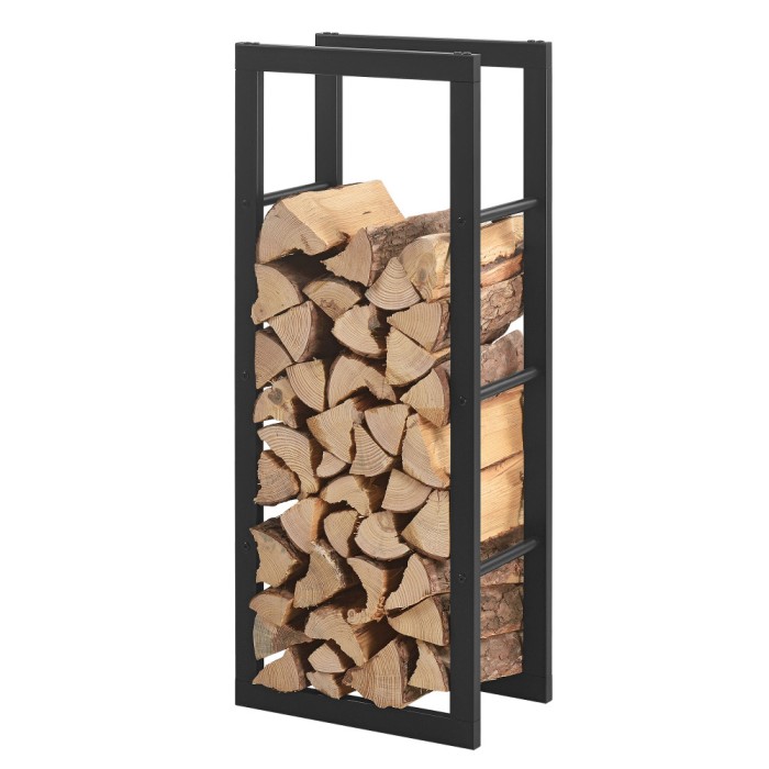 Suport lemne de foc Taby 40 x 25 x 100 cm otel negru [en.casa] HausGarden Leisure