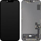 Display cu Touchscreen MP compatibil cu Apple iPhone 14, cu Rama, Versiune Soft OLED FHD Diagnostic, Negru