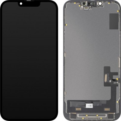 Display cu Touchscreen MP compatibil cu Apple iPhone 14, cu Rama, Versiune Soft OLED FHD Diagnostic, Negru foto