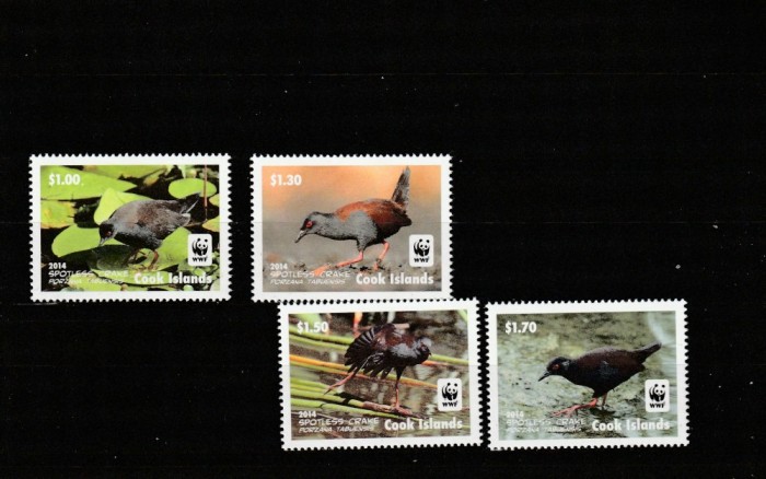Cook Islands 2014 - Fauna , WWF , Pasari , serie 4 valori , dantelate , MNH , Mi.1993-1996