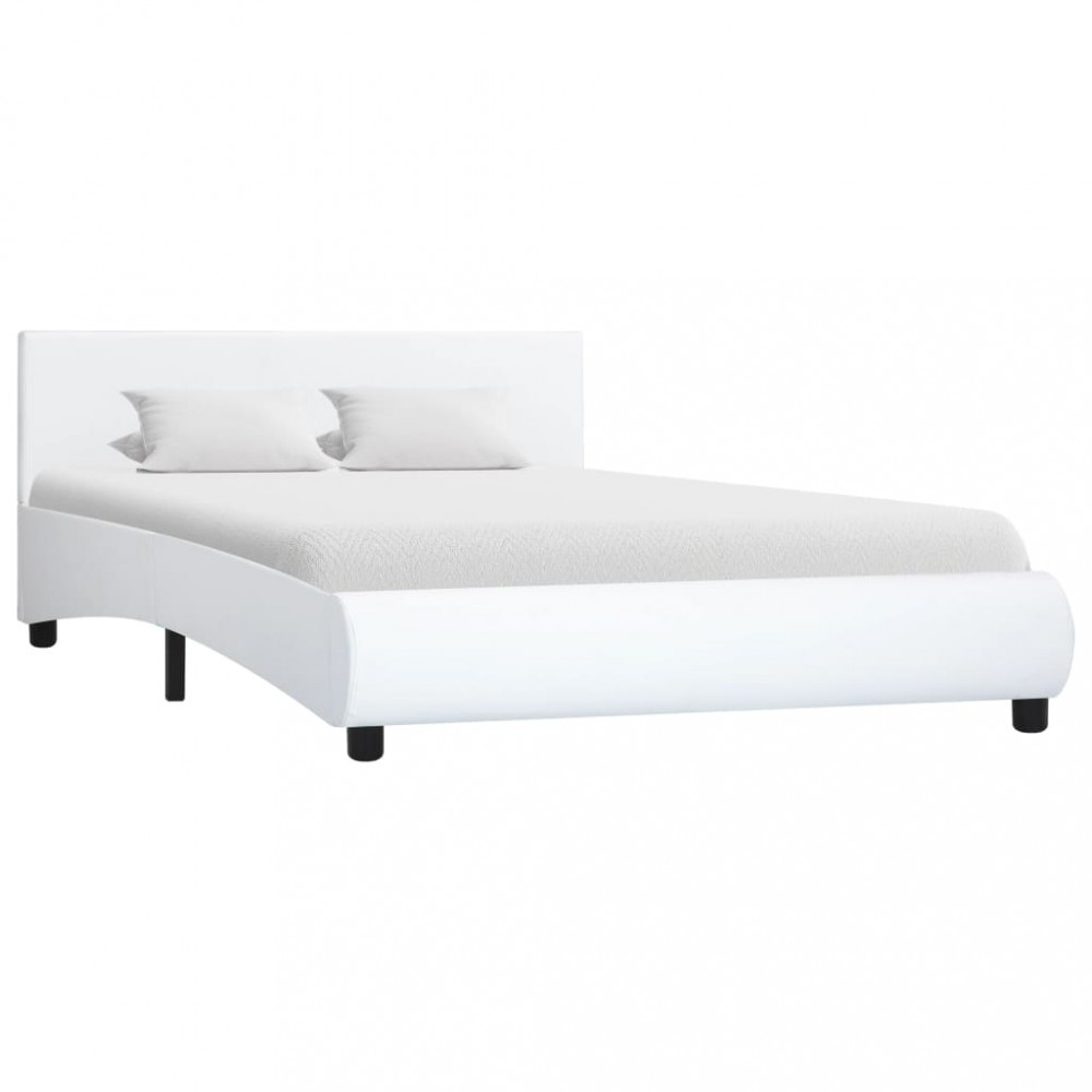 VidaXL Cadru de pat, alb, 120 x 200 cm, piele ecologică | Okazii.ro