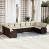 VidaXL Set de canapele pentru grădină 10 pcs Maro Rattan poli 3346218