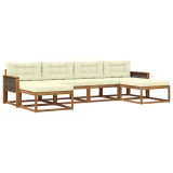 vidaXL Set de canapele de exterior cu pernă 6 pcs Natural și Crem 3382778