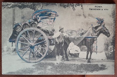 Carte postala, negustor de vinuri la Roma, inceput de secol XX foto