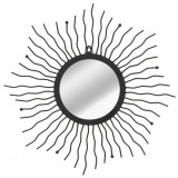 Oglindă de perete, negru, 60 cm, raze de soare, vidaXL