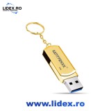 Stick Memorie USB 3.0, KATITFENXK, 32GB, rotativ 360&deg;, Auriu