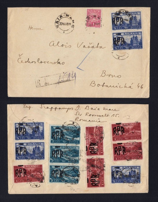 ROMANIA 1948 PLIC CIRCULAT MIHAI SUPRATIPAR RPR FRANCATURA RARA