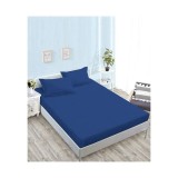 Cumpara ieftin Husa de Pat + 2 Fete de Perna Bumbac Damasc, Bleumarin - XIA188