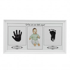 Rama foto amprenta bebe, 39x22 cm, tusiera inclusa culoare alb foto