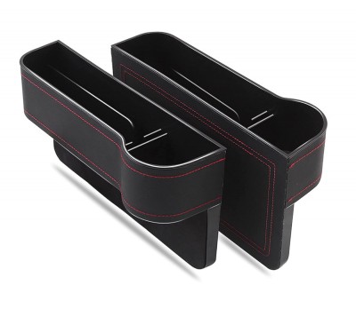 Organizator auto intre scaune, negru cu cusatura rosie, set 2 bucati foto