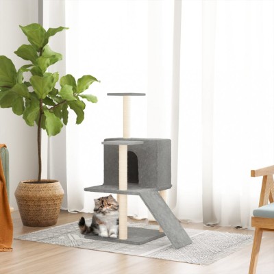 vidaXL Ansamblu de pisici, st&amp;acirc;lpi din funie sisal, gri deschis, 109 cm foto