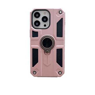 Husa protectie Flippy compatibila cu Apple iPhone 13 Pro Defender Model 5 cu suport prindere inel,Roz Auriu foto