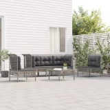 vidaXL Set mobilier de grădină cu perne, 6 piese, gri, poliratan