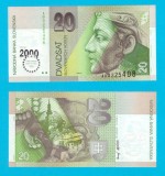 Slovacia (p#34) 20 Korun 2000 UNC &#039;Pribina&#039; serie: A00225408; Comemorativă: Mileniu