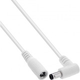 Cablu prelungitor alimentare DC 5.5x2.1mm M-T drept/unghi 1m Alb, InLine IL26901M