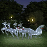 VidaXL Decorațiune de Crăciun cu reni&amp;sanie 100 LED-uri alb exterior
