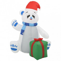 Urs polar gonflabil de Crăciun cu LED, 2,4 m, interior/exterior