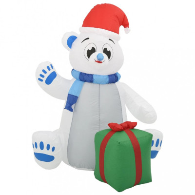 Urs polar gonflabil de Crăciun cu LED, 2,4 m, interior/exterior foto