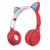 Casti Bluetooth Urechi de Pisica MRG MY08CAT, On-Ear, Microfon, Rosu