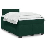 vidaXL Pat box spring cu saltea, verde &icirc;nchis, 120x190 cm, catifea 3288573
