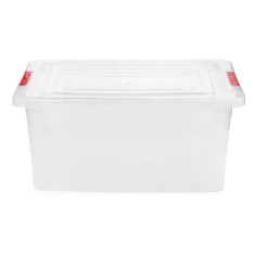 Cutie universala Alisan, plastic, dreptunghiulara, transparenta, manere diverse culori, 12 L, 44 x 27 x 15,5 cm