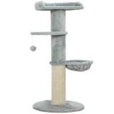 PawHut Ansamblu de joacă pentru pisici, 103.5 cm &icirc;nălțime, cu pat și hamac, Gri | Aosom Romania
