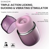 KLITTY SVAKOM, Vibrator cu tripla actiune pentru lingerea cu limba si aspirare, 10 Moduri de lins, 3 Niveluri aspiratie
