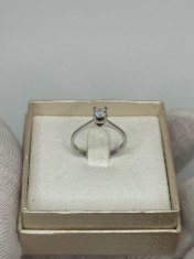 INEL AUR ALB 18K + 1 Diamant = 0.40ct. - Solitaire - De logodna + Certificat !