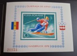 Romania MNH 1976 - JO de Iarna Innsbruck - colita nedantelata - LP 903 - mici probleme de calitate